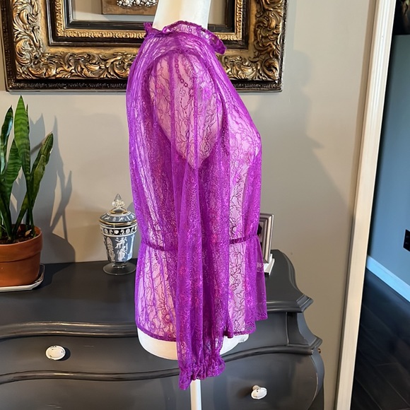 Banana Republic Factory Purple Lace Peplum Long Sleeve Blouse Size Small… - Picture 7 of 10